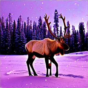 Caribou In Winter Wonderland PNG Yxb