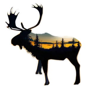 Caribou Silhouette At Dawn Png Umn18 PNG image