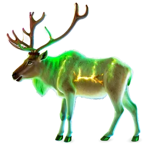 Caribou With Northern Aurora Png Use PNG image