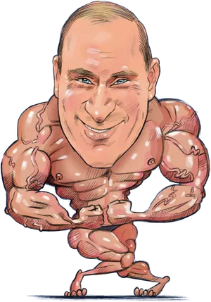 Caricatureof Muscular Man Smiling PNG image