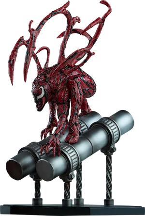 Carnage Figureon Metal Pipes PNG image