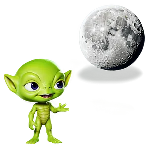 Cartoon Alien And Moon PNG 06292024 PNG