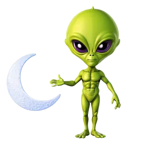 Cartoon Alien And Moon PNG Vtp8 PNG
