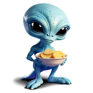 Cartoon Alien Eating Snack PNG Lct PNG