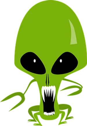Cartoon Alien Green Black Background