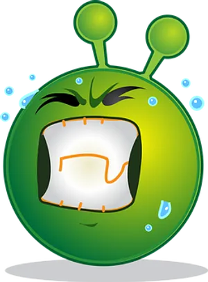 Cartoon Alien Green Bubble Character