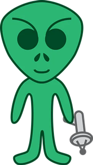 Cartoon Alien Holding Sword