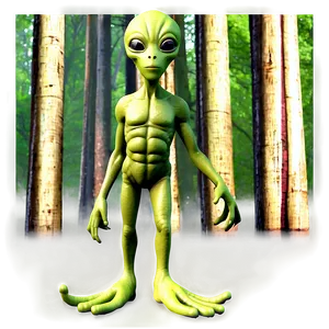 Cartoon Alien In Forest PNG 06292024