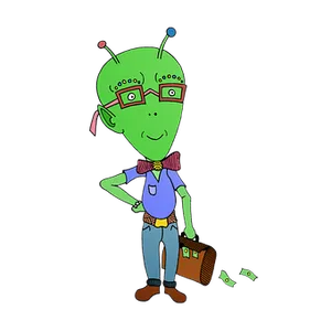Cartoon Alien Readyfor Travel