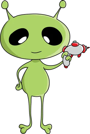 Cartoon Alien With Ray Gun PNG image