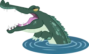 Cartoon Alligator In Water
