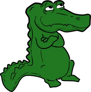 Cartoon Alligator Standing Confidently.png
