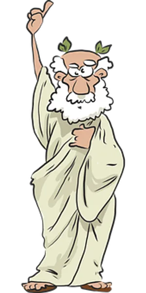 Cartoon Ancient Philosopher Raising Hand