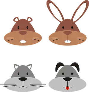 Cartoon Animal Faces Vector