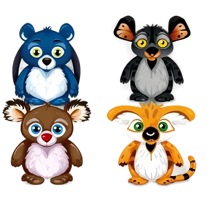 Cartoon Animal In Different Seasons Png Qfe PNG image