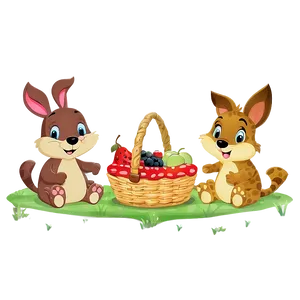 Cartoon Animal Picnic Scene PNG 06252024 PNG