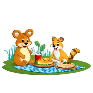 Cartoon Animal Picnic Scene Png 86 PNG image