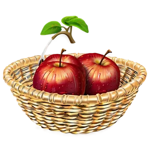 Cartoon Apple Basket Png Aqu PNG image