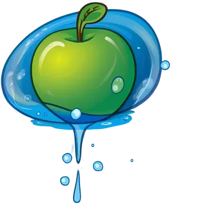 Cartoon Apple In Water PNG Kyt75