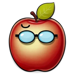 Cartoon Apple With Glasses Png 06272024 PNG image