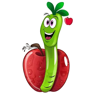 Cartoon Apple With Worm Png 06272024 PNG image