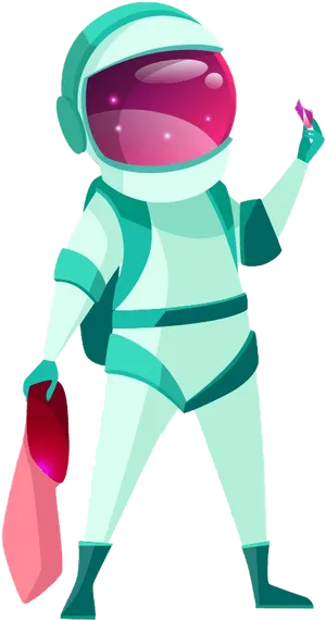 Cartoon Astronaut With Pink Visor PNG image