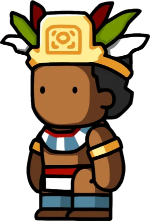 Cartoon Aztec Warrior Standing PNG image