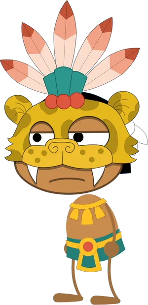 Cartoon Aztec Warrior Standing PNG
