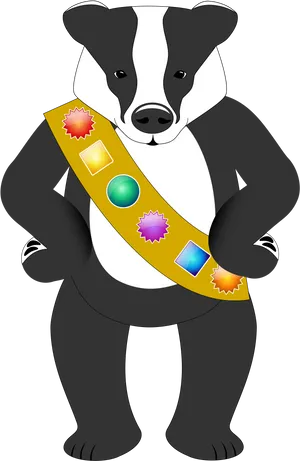 Cartoon Badger With Sash Illustration PNG image