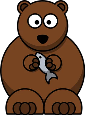 Cartoon Bear Holding Fish