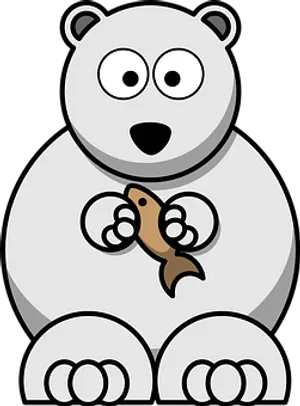 Cartoon Bear Holding Fish
