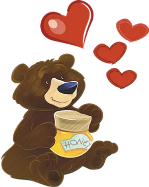 Cartoon Bear Loving Honey