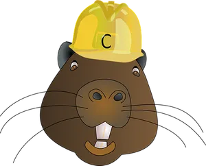 Cartoon Beaverin Hard Hat