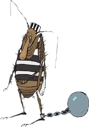 Cartoon Bee Prisonerwith Ball Chain PNG image