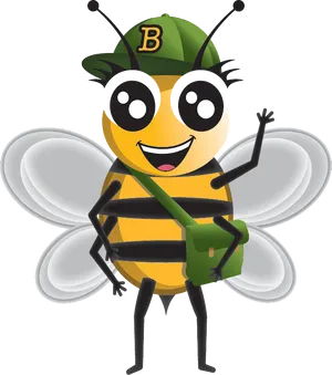 Cartoon Bee Student Character PNG image