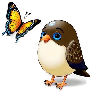 Cartoon Bird And Butterfly PNG 06202024
