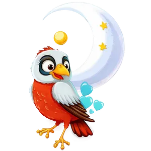 Cartoon Bird And Moon PNG 69