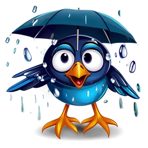 Cartoon Bird In Rain PNG Dvx34 PNG