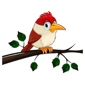 Cartoon Bird On Branch Png 06202024 PNG image