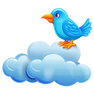 Cartoon Bird On Cloud PNG 63