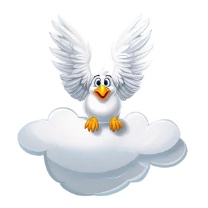 Cartoon Bird On Cloud PNG 7