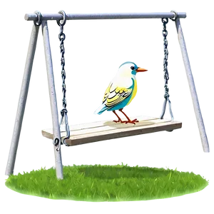 Cartoon Bird On Swing PNG 06202024