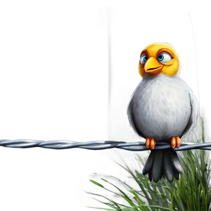 Cartoon Bird On Wire PNG 66