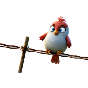Cartoon Bird On Wire PNG 89