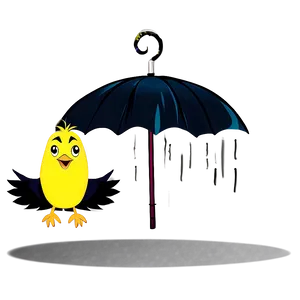 Cartoon Bird Under Umbrella PNG Pio PNG