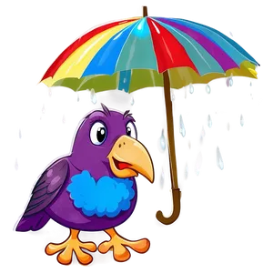 Cartoon Bird Under Umbrella PNG Rnt68 PNG