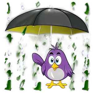 Cartoon Bird Under Umbrella PNG Wgl PNG
