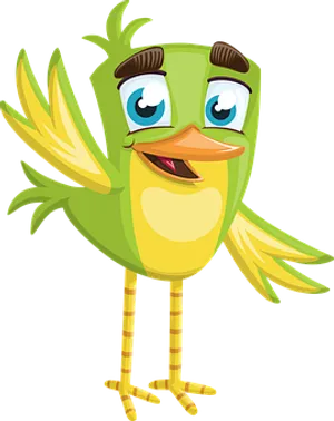 Cartoon Bird Waving Friendly