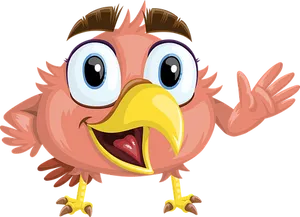 Cartoon Bird Waving Hello