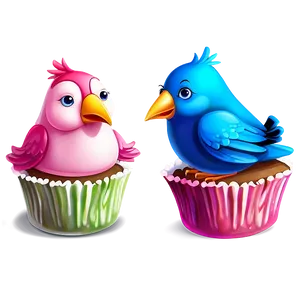 Cartoon Bird With Cupcake PNG 49